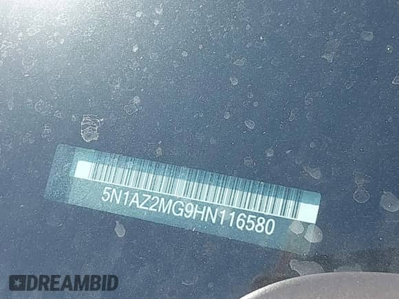 2017 Nissan Murano S with VIN 5N1AZ2MG9HN116580, listed as a IAAI auction lot 42091317 with 74,164 mi miles and . Bid and sale history available at DreamBid. Image 18.