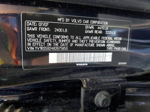 2008 Volvo S60 2.5T с VIN YV1RS592482675850, выставлен на аукционе Copart как лот 81480445 с пробегом 156 210 миль миль и Списание • Salvage title. История ставок и продаж доступна на DreamBid. Изображение 12.