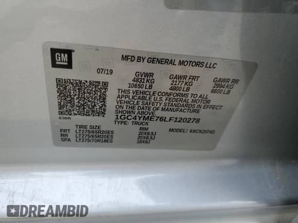 2020 Chevrolet Silverado 2500HD Custom с VIN 1GC4YME76LF120278, выставлен на аукционе Copart как лот 61620705 с пробегом 145 432 миль миль и Списание • Salvage title. История ставок и продаж доступна на DreamBid. Изображение 12.