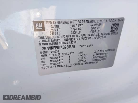 2010 Chevrolet Avalanche LT with VIN 3GNVKFE06AG280359, listed as a IAAI auction lot 41308118 with 221,405 mi miles and . Bid and sale history available at DreamBid. Image 9.