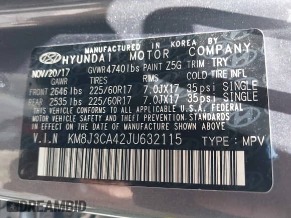 2018 Hyundai Tucson SEL с VIN KM8J3CA42JU632115, выставлен на аукционе IAAI как лот 42668217 с пробегом 74 398 миль миль и . История ставок и продаж доступна на DreamBid. Изображение 9.