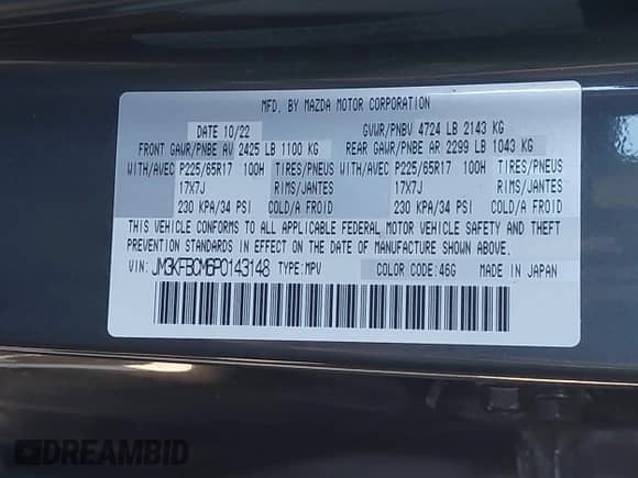 2023 Mazda CX-5 S Carbon Edition z VIN JM3KFBCM6P0143148, wystawiony jako IAAI lot #43382486 z przebiegiem 22 099 mil mil oraz . Historia ofert i sprzedaży dostępna na DreamBid. Obrazek 9.