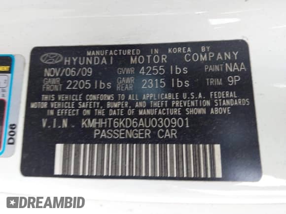 2010 Hyundai Genesis Coupe с VIN KMHHT6KD6AU030901, выставлен на аукционе IAAI как лот 42264336 с пробегом 127 730 миль миль и . История ставок и продаж доступна на DreamBid. Изображение 9.