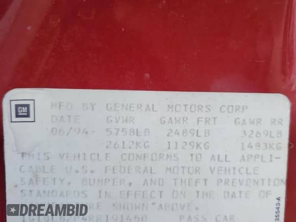 1994 Chevrolet Caprice с VIN 1G1BL82P4RR191450, выставлен на аукционе Copart как лот 85510214 с пробегом 170 403 миль миль и Списание • Salvage title. История ставок и продаж доступна на DreamBid. Изображение 13.