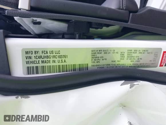 2024 Jeep Grand Cherokee Limited with VIN 1C4RJHBG1RC103761, listed as a IAAI auction lot 42372590 with 10,640 mi miles and . Bid and sale history available at DreamBid. Image 9.