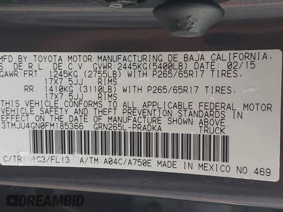 2015 Toyota Tacoma PreRunner z VIN 3TMJU4GN0FM185366, wystawiony jako IAAI lot #43316251 z przebiegiem 77 520 mil mil oraz . Historia ofert i sprzedaży dostępna na DreamBid. Obrazek 9.
