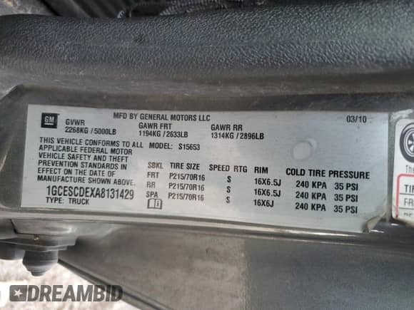 2010 Chevrolet Colorado 1LT with VIN 1GCESCDEXA8131429, listed as a Copart auction lot 49229245 with 171,915 mi miles and Clean title. Bid and sale history available at DreamBid. Image 12.