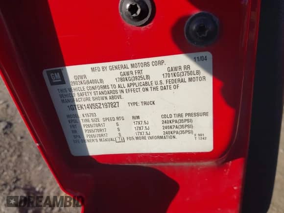 2005 GMC Sierra 1500 Work Truck с VIN 1GTEK14V55Z197827, выставлен на аукционе IAAI как лот 43480600 с пробегом Не указан миль и . История ставок и продаж доступна на DreamBid. Изображение 9.