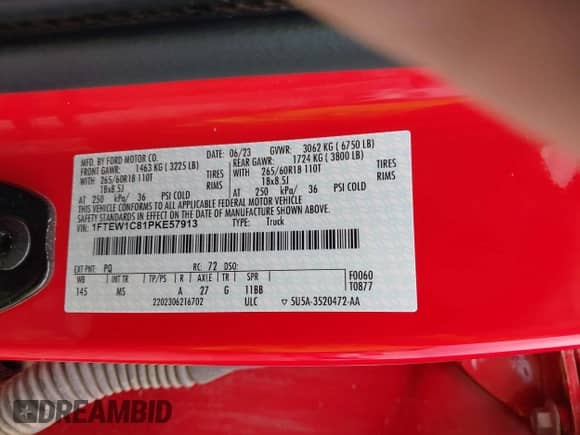 2023 Ford F-150 XL с VIN 1FTEW1C81PKE57913, выставлен на аукционе IAAI как лот 42973535 с пробегом 48 235 миль миль и . История ставок и продаж доступна на DreamBid. Изображение 9.