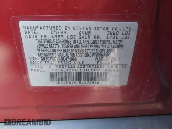 2024 Nissan Kicks SR с VIN 3N1CP5DV4RL471888, выставлен на аукционе IAAI как лот 43018127 с пробегом 21 378 миль миль и . История ставок и продаж доступна на DreamBid. Изображение 9.
