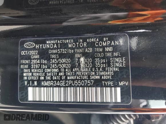 2023 Hyundai Palisade XRT z VIN KM8R34GE2PU550757, wystawiony jako Copart lot #70762245 z przebiegiem 66 227 mil mil oraz Szkoda całkowita • Salvage title. Historia ofert i sprzedaży dostępna na DreamBid. Obrazek 13.