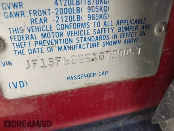 1999 Subaru Forester L with VIN JF1SF6355XG730057, listed as a IAAI auction lot 36998083 with Not provided miles and . Bid and sale history available at DreamBid. Image 9.