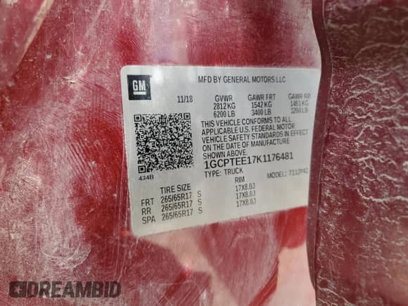 2019 Chevrolet Colorado 4WD ZR2 with VIN 1GCPTEE17K1176481, listed as a Copart auction lot 57295395 with 138,225 mi miles and Salvage title. Bid and sale history available at DreamBid. Image 12.