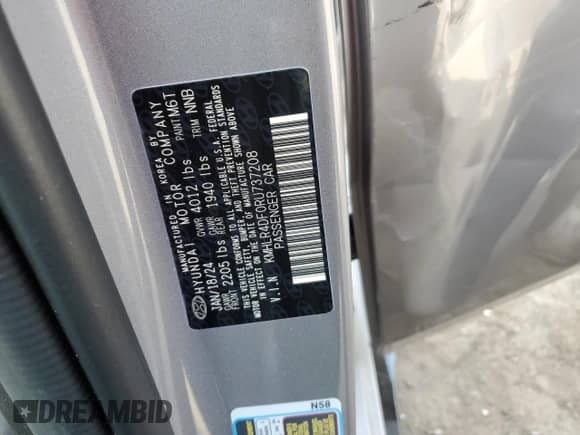 2024 Hyundai Elantra N Line z VIN KMHLR4DF0RU737208, wystawiony jako Copart lot #55430165 z przebiegiem 8 626 mil mil oraz Szkoda całkowita • Salvage title. Historia ofert i sprzedaży dostępna na DreamBid. Obrazek 12.