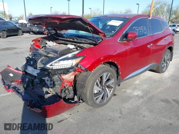 2024 Nissan Murano SL with VIN 5N1AZ2CJ9RC101040, listed as a IAAI auction lot 41228553 with 26,969 mi miles and . Bid and sale history available at DreamBid. Image 2.