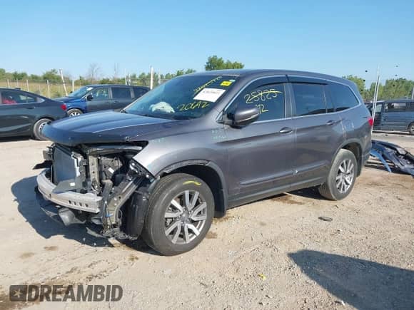 2021 Honda Pilot EX with VIN 5FNYF6H35MB031514, listed as a IAAI auction lot 43120692 with 38,285 mi miles and . Bid and sale history available at DreamBid. Image 2.