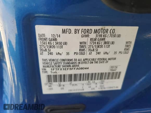 2015 Ford F-150 XLT z VIN 1FTFX1EF5FFA08044, wystawiony jako Copart lot #81882835 z przebiegiem 105 733 mil mil oraz Szkoda całkowita • Salvage title. Historia ofert i sprzedaży dostępna na DreamBid. Obrazek 12.