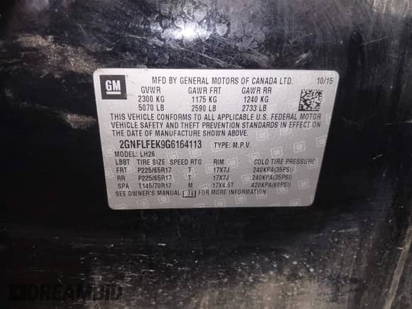 2016 Chevrolet Equinox LT z VIN 2GNFLFEK9G6164113, wystawiony jako IAAI lot #43006377 z przebiegiem 180 118 mil mil oraz . Historia ofert i sprzedaży dostępna na DreamBid. Obrazek 9.