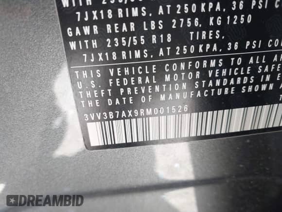 2024 Volkswagen Tiguan SE с VIN 3VV3B7AX9RM001526, выставлен на аукционе IAAI как лот 42216575 с пробегом 8 548 миль миль и . История ставок и продаж доступна на DreamBid. Изображение 9.