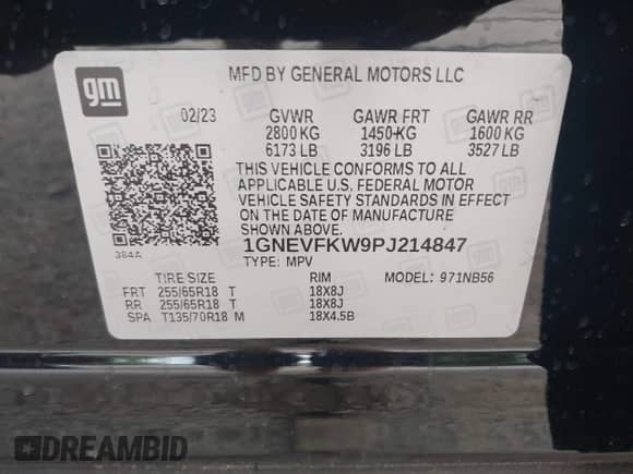 2023 Chevrolet Traverse LS с VIN 1GNEVFKW9PJ214847, выставлен на аукционе IAAI как лот 43099009 с пробегом 55 144 миль миль и . История ставок и продаж доступна на DreamBid. Изображение 9.