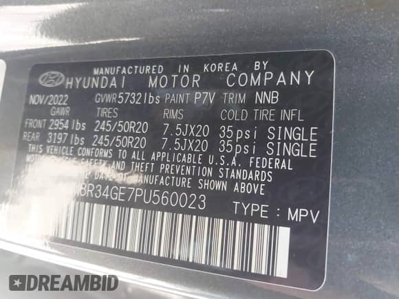 2023 Hyundai Palisade XRT с VIN KM8R34GE7PU560023, выставлен на аукционе IAAI как лот 42735342 с пробегом 66 325 миль миль и . История ставок и продаж доступна на DreamBid. Изображение 9.