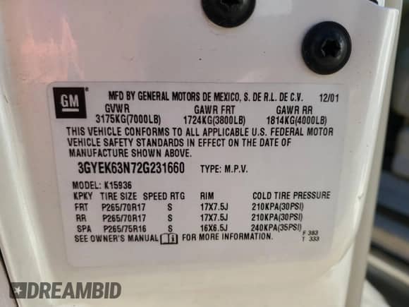 2002 Cadillac Escalade EXT with VIN 3GYEK63N72G231660, listed as a Copart auction lot 86656574 with 99,405 mi miles and Salvage title. Bid and sale history available at DreamBid. Image 15.