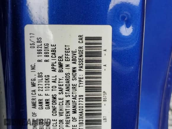 2017 Honda Accord LX-S с VIN 1HGCT1B3XHA007739, выставлен на аукционе Copart как лот 71087415 с пробегом 69 812 миль миль и Списание • Salvage title. История ставок и продаж доступна на DreamBid. Изображение 12.