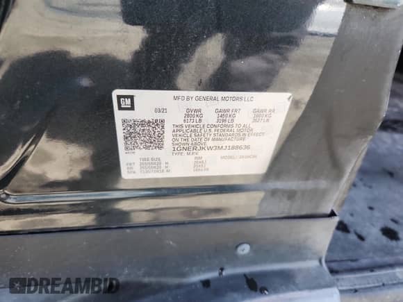 2021 Chevrolet Traverse RS z VIN 1GNERJKW3MJ188636, wystawiony jako Copart lot #69941995 z przebiegiem 66 360 mil mil oraz Szkoda całkowita • Salvage title. Historia ofert i sprzedaży dostępna na DreamBid. Obrazek 12.