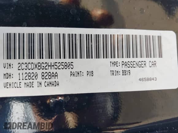 2017 Dodge Charger SE with VIN 2C3CDXBG2HH525805, listed as a IAAI auction lot 43178472 with 102,775 mi miles and . Bid and sale history available at DreamBid. Image 9.