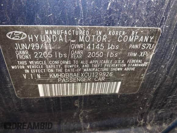 2012 Hyundai Elantra GLS z VIN KMHDB8AEXCU129926, wystawiony jako IAAI lot #43161581 z przebiegiem 185 638 mil mil oraz . Historia ofert i sprzedaży dostępna na DreamBid. Obrazek 9.