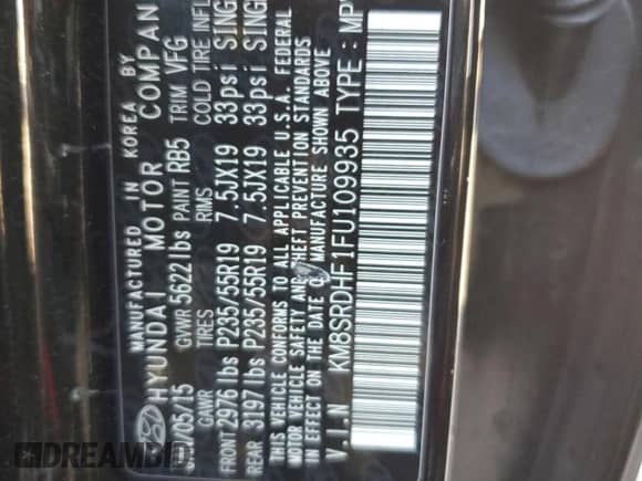 2015 Hyundai Santa Fe Limited z VIN KM8SRDHF1FU109935, wystawiony jako Copart lot #85382445 z przebiegiem 136 281 mil mil oraz Czysty tytuł • Clean title. Historia ofert i sprzedaży dostępna na DreamBid. Obrazek 13.