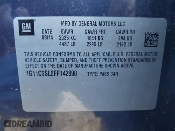 2015 Chevrolet Malibu LT z VIN 1G11C5SL6FF142898, wystawiony jako IAAI lot #43263504 z przebiegiem 132 766 mil mil oraz . Historia ofert i sprzedaży dostępna na DreamBid. Obrazek 9.