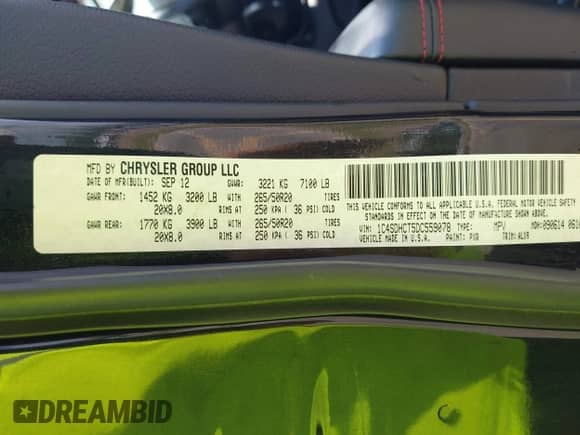 2013 Dodge Durango R/T with VIN 1C4SDHCT5DC559078, listed as a IAAI auction lot 42453181 with 226,637 mi miles and . Bid and sale history available at DreamBid. Image 9.