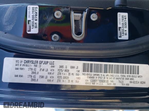 2013 Ram 1500 Tradesman с VIN 1C6RR7FT3DS638185, выставлен на аукционе Copart как лот 42178965 с пробегом 177 817 миль миль и Списание • Salvage title. История ставок и продаж доступна на DreamBid. Изображение 14.