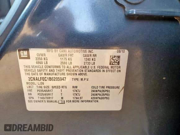 2011 Chevrolet Equinox LTZ с VIN 2CNALFEC1B6205947, выставлен на аукционе Copart как лот 81282805 с пробегом 134 120 миль миль и Чистый • Clean title. История ставок и продаж доступна на DreamBid. Изображение 13.