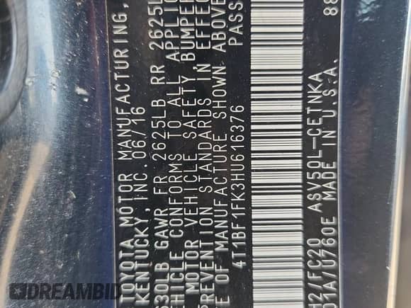 2017 Toyota Camry XLE z VIN 4T1BF1FK3HU616376, wystawiony jako Copart lot #82479955 z przebiegiem 147 740 mil mil oraz Szkoda całkowita • Salvage title. Historia ofert i sprzedaży dostępna na DreamBid. Obrazek 13.