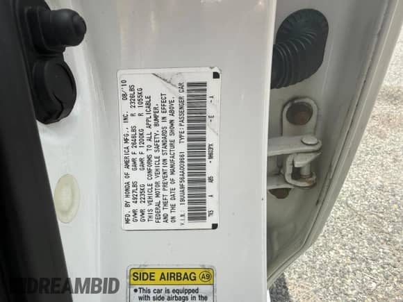2010 Acura TL Technology с VIN 19UUA9F56AA009661, выставлен на аукционе Copart как лот 58047035 с пробегом 136 865 миль миль и Чистый • Clean title. История ставок и продаж доступна на DreamBid. Изображение 10.