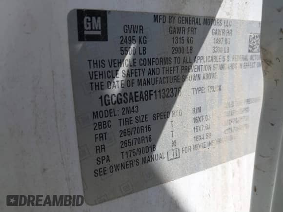 2015 Chevrolet Colorado 2WD WT с VIN 1GCGSAEA8F1132376, выставлен на аукционе IAAI как лот 41853665 с пробегом 143 554 миль миль и . История ставок и продаж доступна на DreamBid. Изображение 9.