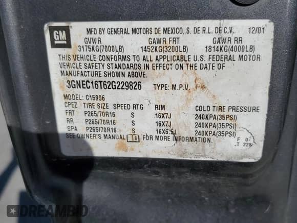 2002 Chevrolet Suburban LT с VIN 3GNEC16T62G229826, выставлен на аукционе Copart как лот 76776004 с пробегом 285 702 миль миль и Списание • Salvage title. История ставок и продаж доступна на DreamBid. Изображение 13.