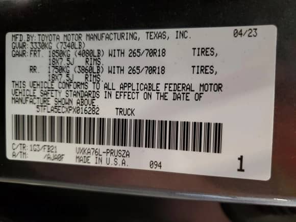 2023 Toyota Tundra SR5 с VIN 5TFLA5ECXPX016282, выставлен на аукционе Copart как лот 70107825 с пробегом 14 933 миль миль и Списание • Salvage title. История ставок и продаж доступна на DreamBid. Изображение 13.