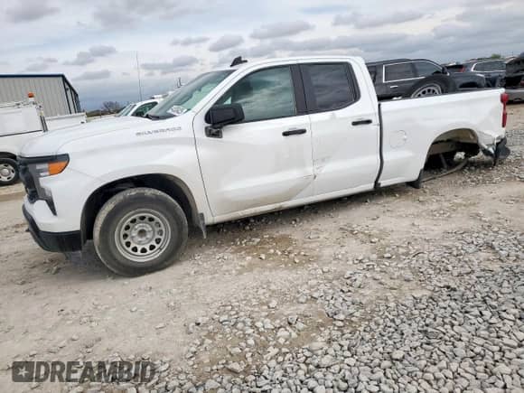 2024 Chevrolet Silverado 1500 Work Truck with VIN 1GCRAAEK5RZ266966, listed as a Copart auction lot 44538425 with 20,441 mi miles and Salvage title. Bid and sale history available at DreamBid. Image 1.