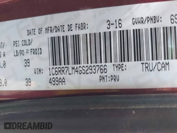 2016 Ram 1500 Big Horn z VIN 1C6RR7LM4GS293766, wystawiony jako IAAI lot #42052659 z przebiegiem 148 656 mil mil oraz . Historia ofert i sprzedaży dostępna na DreamBid. Obrazek 9.