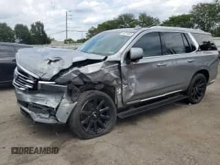 2023 Cadillac Escalade 4WD Premium Luxury Platinum with VIN 1GYS4DKL6PR306941, listed as a Copart auction lot 69279685 with 46,739 mi miles and Salvage title. Bid and sale history available at DreamBid. Image 1.