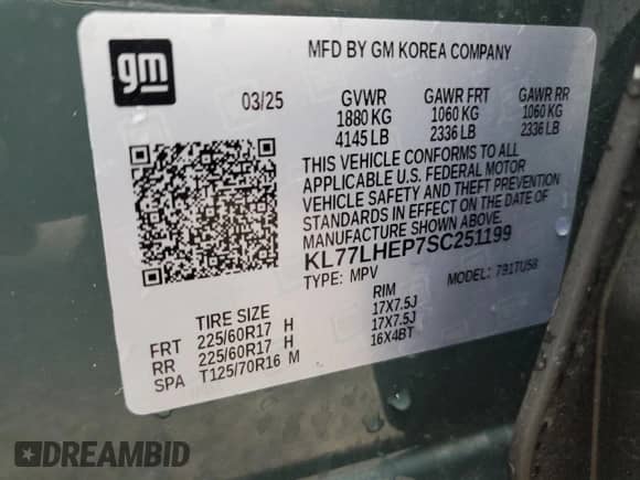 2025 Chevrolet Trax LT с VIN KL77LHEP7SC251199, выставлен на аукционе Copart как лот 90130615 с пробегом 11 255 миль миль и Чистый • Clean title. История ставок и продаж доступна на DreamBid. Изображение 13.