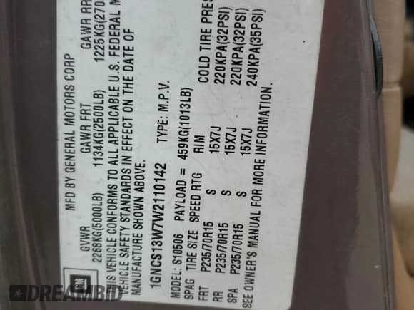 1998 Chevrolet Blazer LS with VIN 1GNCS13W7W2110142, listed as a Copart auction lot 76282784 with 194,317 mi miles and Salvage title. Bid and sale history available at DreamBid. Image 14.