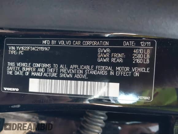 2012 Volvo S60 T5 с VIN YV1622FS4C2119147, выставлен на аукционе IAAI как лот 43239923 с пробегом 171 696 миль миль и . История ставок и продаж доступна на DreamBid. Изображение 9.