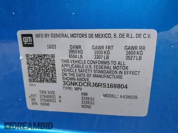2024 Chevrolet Blazer EV eAWD RS z VIN 3GNKDCRJ6RS169804, wystawiony jako IAAI lot #42821779 z przebiegiem 10 039 mil mil oraz . Historia ofert i sprzedaży dostępna na DreamBid. Obrazek 9.