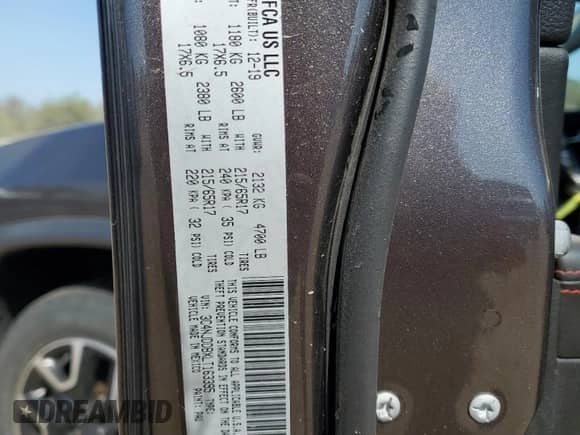 2020 Jeep Compass Trailhawk with VIN 3C4NJDDBXLT163395, listed as a Copart auction lot 81366435 with 56,199 mi miles and Salvage title. Bid and sale history available at DreamBid. Image 12.