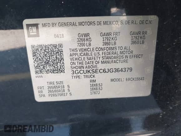 2018 Chevrolet Silverado 1500 LTZ z VIN 3GCUKSEC6JG364379, wystawiony jako IAAI lot #43445037 z przebiegiem 140 652 mil mil oraz . Historia ofert i sprzedaży dostępna na DreamBid. Obrazek 9.