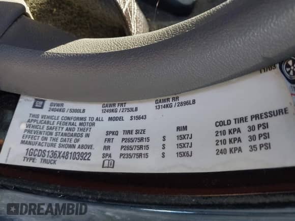 2004 Chevrolet Colorado 1SE LS Z71 с VIN 1GCDS136X48103922, выставлен на аукционе IAAI как лот 41676079 с пробегом 198 620 миль миль и . История ставок и продаж доступна на DreamBid. Изображение 9.